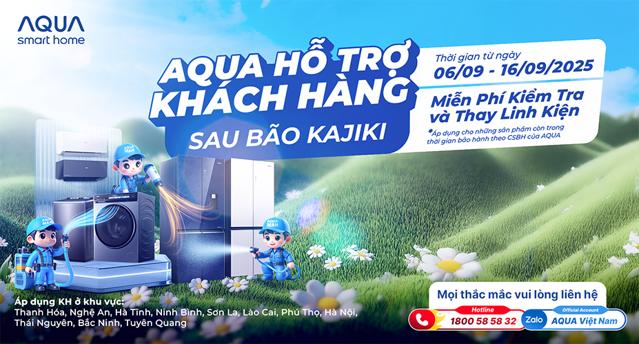 AQUA VIỆT NAM HỖ TRỢ KHÁCH HÀNG MIỀN BẮC KHẮC PHỤC ẢNH HƯỞNG SAU BÃO